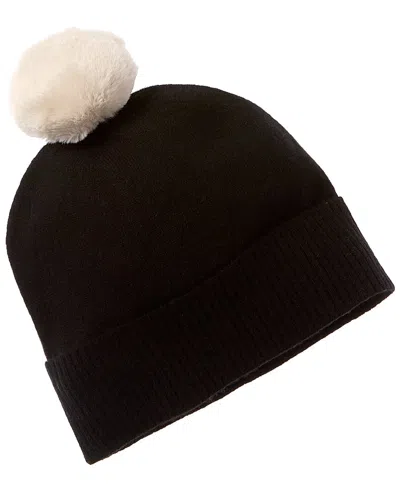 Brodie Cashmere Contrast Pom Cashmere Hat In Black