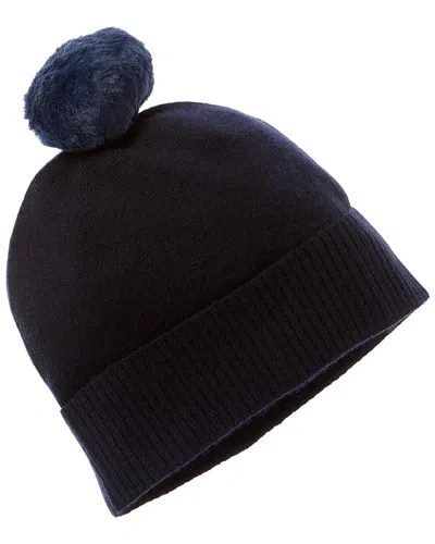 Brodie Cashmere Contrast Pom Cashmere Hat In Blue