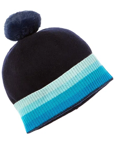 Brodie Cashmere Contrast Stripe Cashmere Hat In Blue