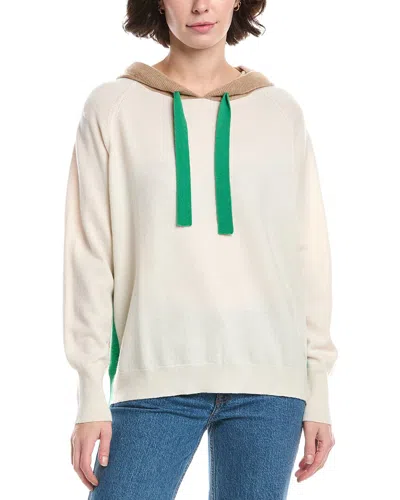 Brodie Cashmere Contrast Wool & Cashmere-blend Hoodie In White