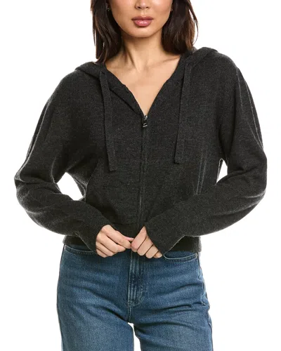 Brodie Cashmere Cropped Zip Up Wool & Cashmere-blend Hoodie In Black