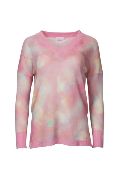 Brodie Cashmere Daydream Harriet V-neck Sweater In Pink Mix Print