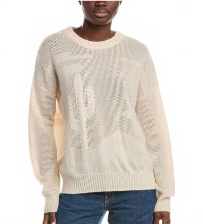 Brodie Cashmere Desert Boyfriend Sweater In Antique White In Yellow