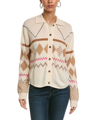 Brodie Cashmere Desert Fairisle Cashmere Cardigan In Neutral