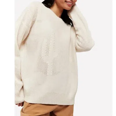 Brodie Cashmere Desert Textured Boyfriend Sweater In Beige In Sand