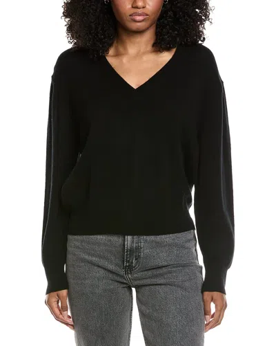 Brodie Cashmere Easy V-neck Wool & Cashmere-blend Sweater In Black
