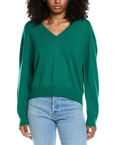 Brodie Cashmere Easy V-neck Wool & Cashmere-blend Sweater In Green