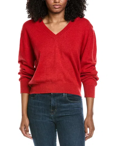 Brodie Cashmere Easy V-neck Wool & Cashmere-blend Sweater In Red