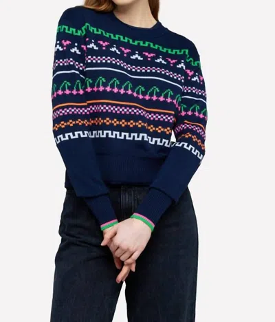 Brodie Cashmere Elsie Pop Cherries Crewneck Sweater In Sailor In Multi