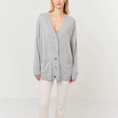 Brodie Cashmere Embroidered Eye Cashmere Cardigan In Super Grey