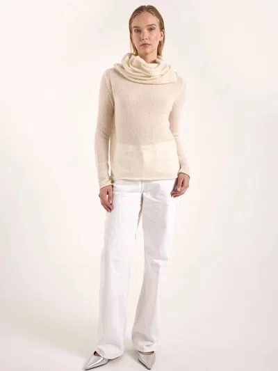 Brodie Cashmere Estelle Sparkle Hooded Cowl Neck Sweater In Ivory In Neutral