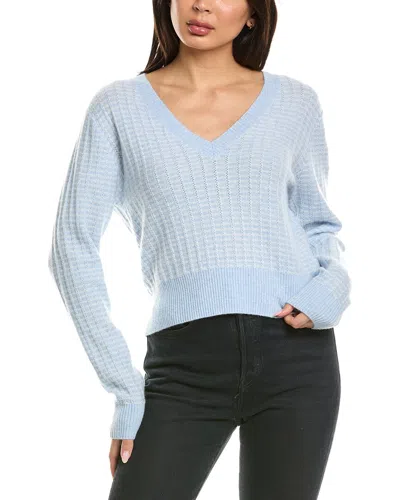 Brodie Cashmere Ethereal Stitch V-neck Cashmere Sweater In Blue