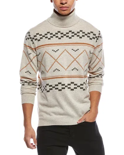 Brodie Cashmere Fairisle Wool & Cashmere-blend Turtleneck Sweater In White