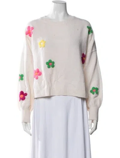Pre-owned Brodie Cashmere Floral Print Sweater In Pink