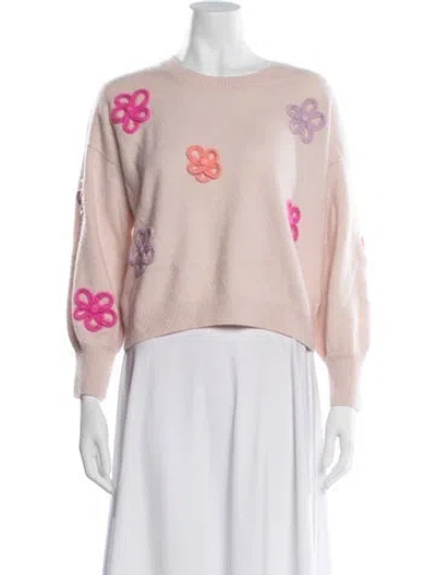 Pre-owned Brodie Cashmere Floral Print Sweater In Pink
