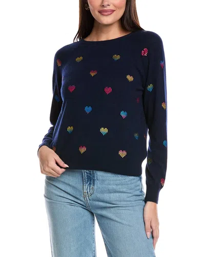 Brodie Cashmere Foil Heart Mini Cashmere Sweater In Blue