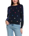 Brodie Cashmere Foil Heart Mini Cashmere Sweater In Black