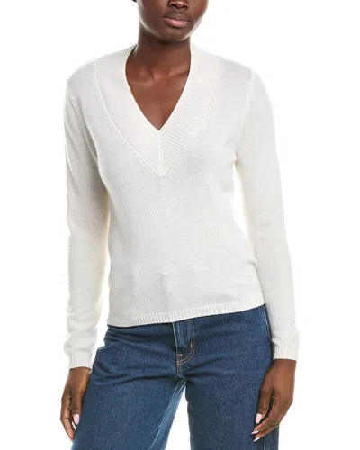 Brodie Cashmere Frankie V-neck Cashmere Sweater In White