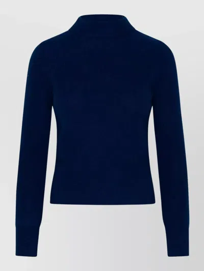 Brodie Cashmere Fringed Ribbed Turtleneck Knitwear In Blue