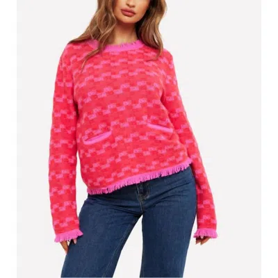 Brodie Cashmere Gabriella Stitch Round Neck In Diva Pink In Multi