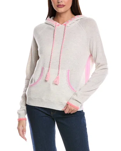 Brodie Cashmere Georgie Geo Trim Cashmere Hoodie In Gray