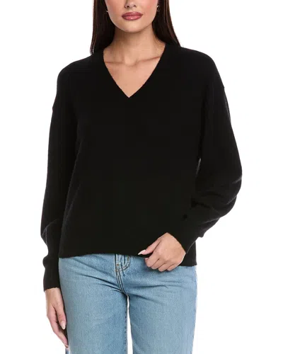 Brodie Cashmere Glitz Smiley Cashmere V-neck Sweater In Black