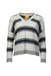 Brodie Cashmere Gradient Striped V-neck Jumper In Canvas In Multi