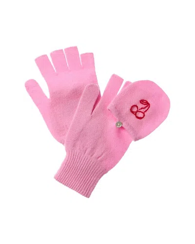 Brodie Cashmere Graphic Cherry Fold-over Cashmere Mittens In Pink