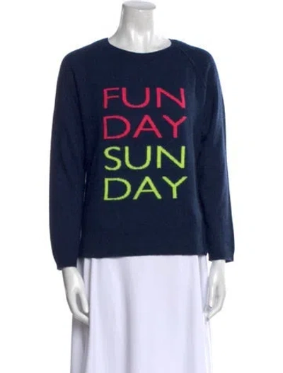 Pre-owned Brodie Cashmere Graphic Print Sweater In Blue