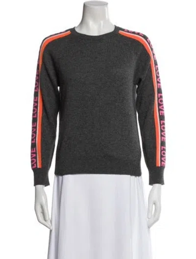 Pre-owned Brodie Cashmere Graphic Print Sweater In Gray
