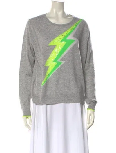 Pre-owned Brodie Cashmere Graphic Print Sweater In Gray