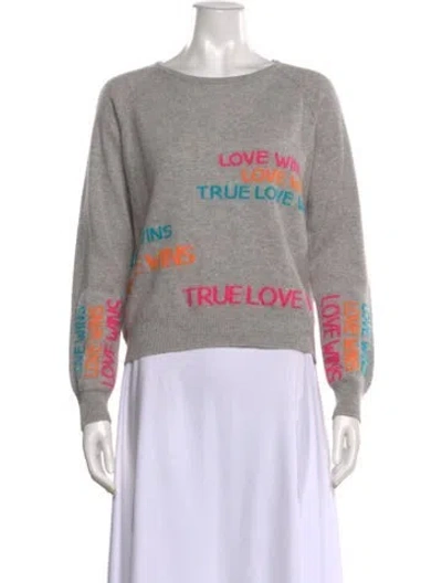 Pre-owned Brodie Cashmere Graphic Print Sweater In Gray