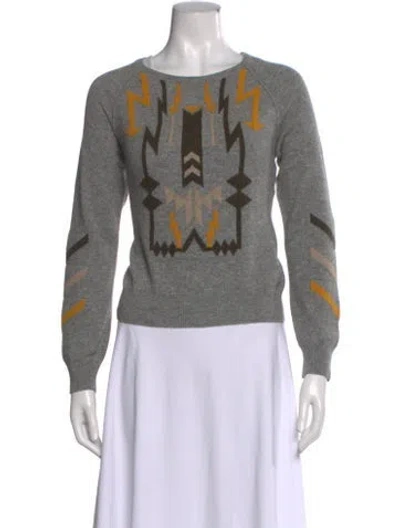 Pre-owned Brodie Cashmere Graphic Print Sweater In Gray