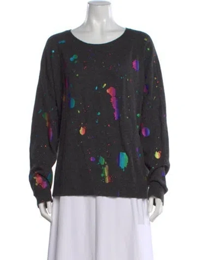 Pre-owned Brodie Cashmere Graphic Print Sweater In Gray