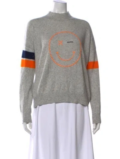 Pre-owned Brodie Cashmere Graphic Print Sweater In Gray