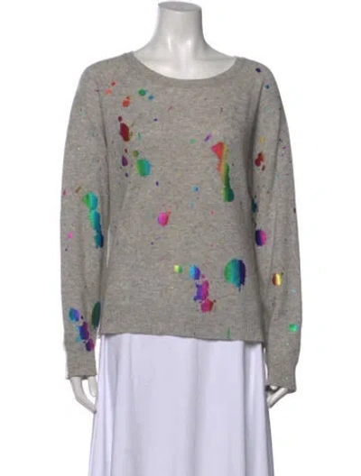 Pre-owned Brodie Cashmere Graphic Print Sweater In Gray