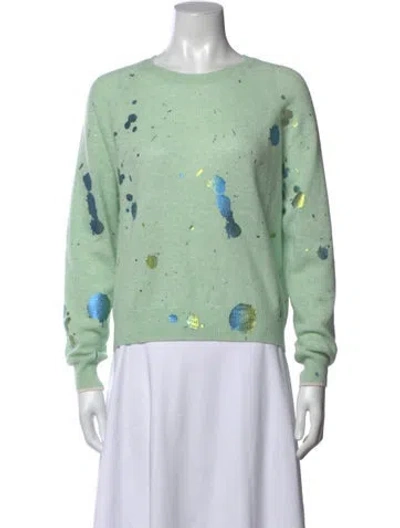 Pre-owned Brodie Cashmere Graphic Print Sweater In Green