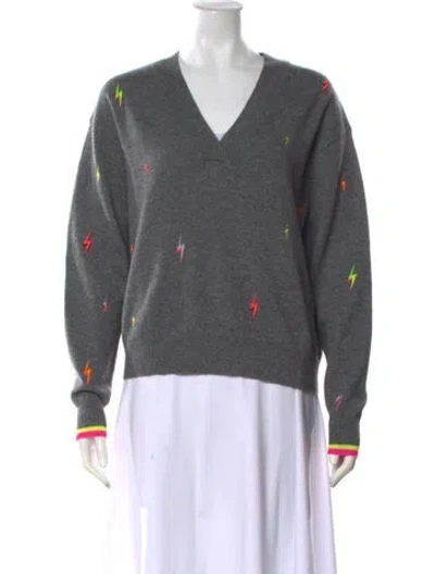 Pre-owned Brodie Cashmere Graphic Print Sweater In Grey