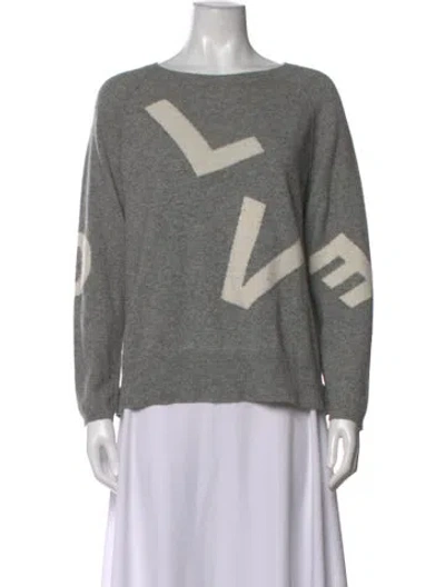 Pre-owned Brodie Cashmere Graphic Print Sweater In Grey