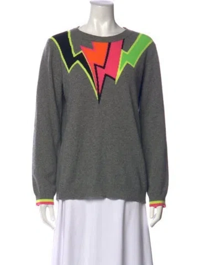 Pre-owned Brodie Cashmere Graphic Print Sweater In Grey