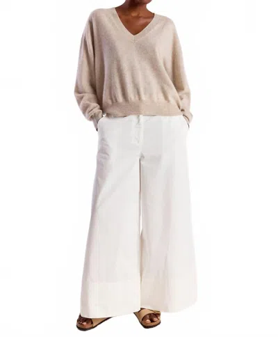 Brodie Cashmere Hailey V Neck Top In Wheat In Neutral