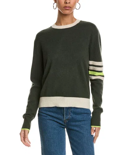Brodie Cashmere Harvard Stripe Cashmere Sweater In Green