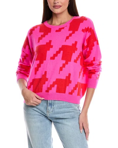 Brodie Cashmere Hayley Houndstooth Cashmere Sweater In Pink