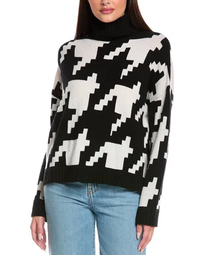 Brodie Cashmere Hayley Houndstooth Roll Neck Sweater In Black