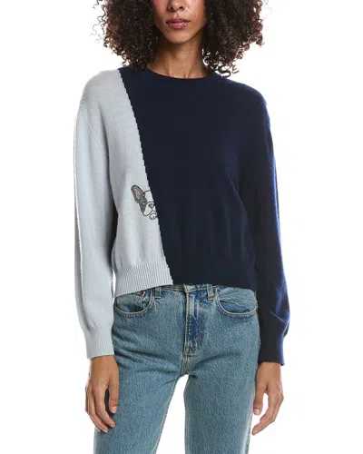 Brodie Cashmere Hot Fix Color Block Cashmere Sweater In Blue