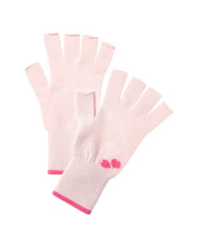 Brodie Cashmere Intarsia Heart Cashmere Fingerless Gloves In Pink