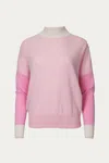 BRODIE CASHMERE ISABELLA COLORBLOCK CASHMERE JUMPER IN CRYSTAL PINK
