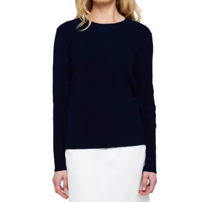 Brodie Cashmere Katie Rib Round Neck In Navy In Blue