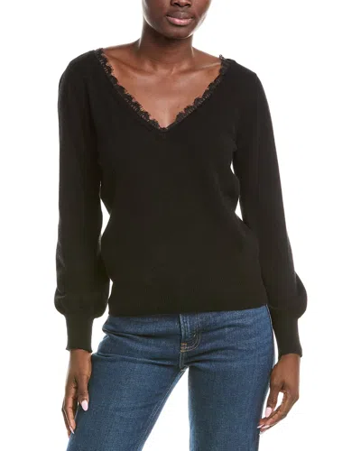 Brodie Cashmere Lace Low Back Cashmere Sweater In Black