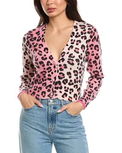Brodie Cashmere Lauren Leopard Cropped Cashmere Cardigan In Pink